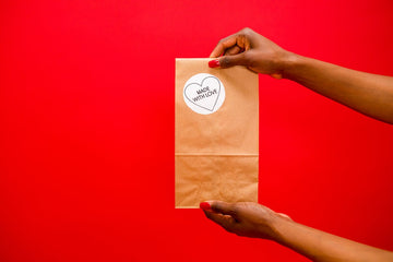 Custom branded sticker on packaging
